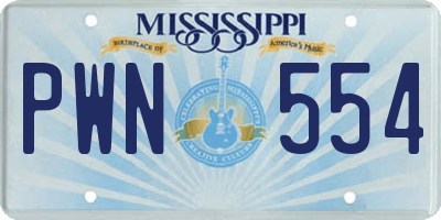 MS license plate PWN554
