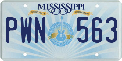 MS license plate PWN563