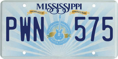 MS license plate PWN575