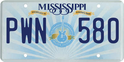 MS license plate PWN580
