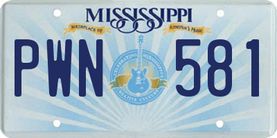 MS license plate PWN581