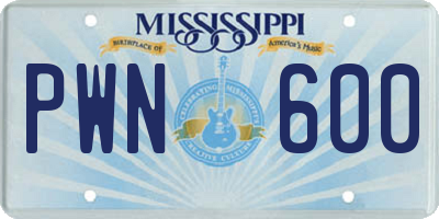 MS license plate PWN600