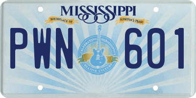 MS license plate PWN601