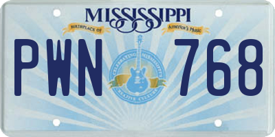 MS license plate PWN768