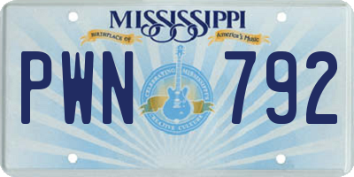 MS license plate PWN792