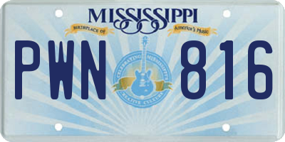 MS license plate PWN816