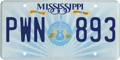 MS license plate PWN893