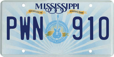 MS license plate PWN910