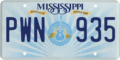 MS license plate PWN935