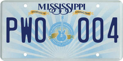 MS license plate PWO004