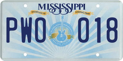 MS license plate PWO018