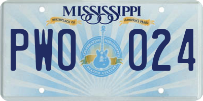 MS license plate PWO024