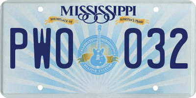 MS license plate PWO032