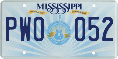 MS license plate PWO052