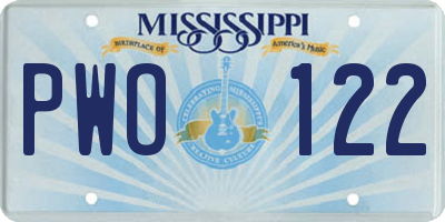 MS license plate PWO122