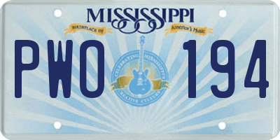 MS license plate PWO194