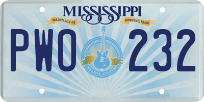 MS license plate PWO232