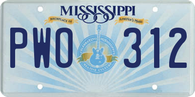 MS license plate PWO312