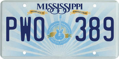 MS license plate PWO389