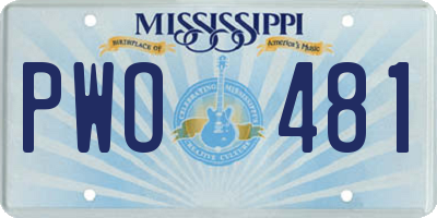 MS license plate PWO481