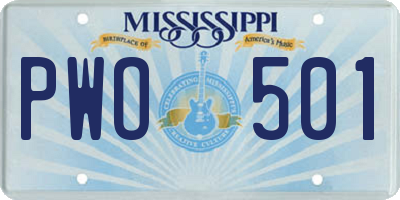 MS license plate PWO501