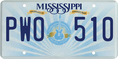 MS license plate PWO510