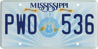 MS license plate PWO536