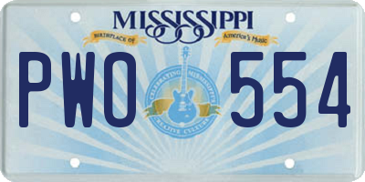 MS license plate PWO554