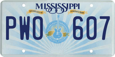 MS license plate PWO607