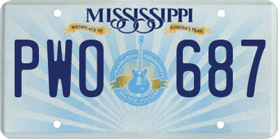 MS license plate PWO687