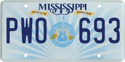 MS license plate PWO693