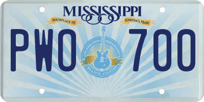 MS license plate PWO700
