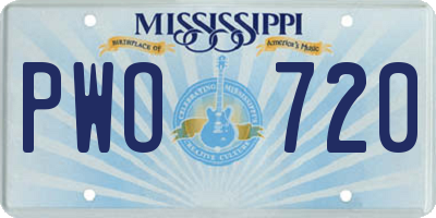 MS license plate PWO720