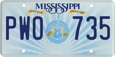 MS license plate PWO735