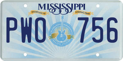 MS license plate PWO756