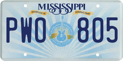 MS license plate PWO805