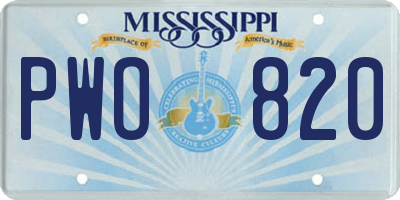 MS license plate PWO820