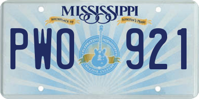 MS license plate PWO921