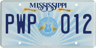 MS license plate PWP012