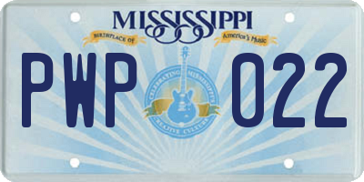 MS license plate PWP022
