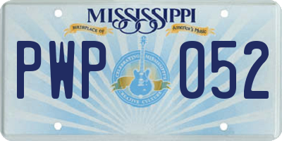 MS license plate PWP052