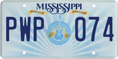 MS license plate PWP074
