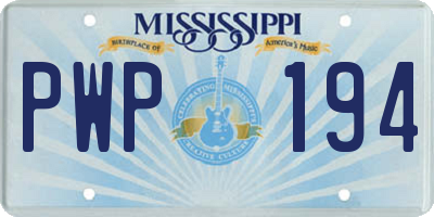 MS license plate PWP194