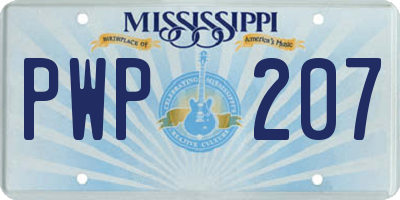 MS license plate PWP207