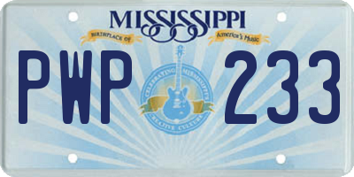 MS license plate PWP233