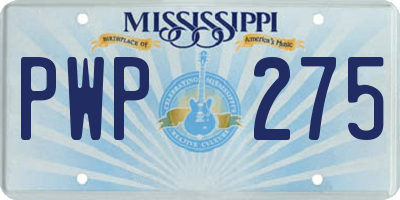 MS license plate PWP275