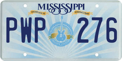 MS license plate PWP276