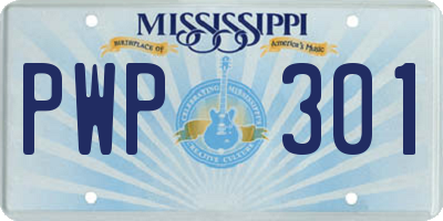 MS license plate PWP301