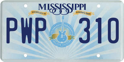 MS license plate PWP310
