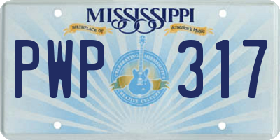 MS license plate PWP317